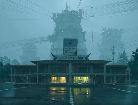 Simon Stalenhag, Sci Fi Environment, 다크 판타지, Science Fiction Art, Matte Painting, Cyberpunk Art, 판타지 아트, Environment Design, Environment Concept Art