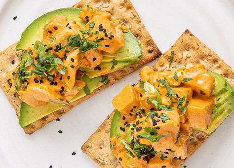 5 Satisfying Snack Recipes to Make with Wasa Crispbread - PureWow Crispbread Recipe, Birthday Dinner Ideas, Gochujang Chicken, Apple Pork Tenderloin, Chicken Blt, Cherry Tomato Sauce, Gluten Free Crackers, Cooking Measurements, 50 Birthday