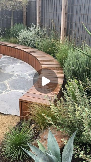 InStyle Gardens on Instagram: "Would’ve loved to have taken more photos of how we built this beautiful bench seat designed by @phillip_withers , but we built it 6 years ago before phones were around  #landscaping #geelong #torquay #landscapedesign #landscapeconstruction #benchseat #curvedbenchseat #timber #landscapearchitecture #landscapearchitect #hardscaping" Built In Garden Seating Ideas, Curved Outdoor Benches, Built In Garden Seating, Timber Bench Seat, Fire Pit Bench, Built In Bench Seating, Outdoor Stone Fireplaces, Tree Seat, Garden Bench Seating