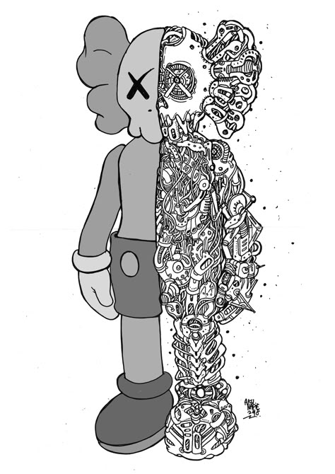 Kaws Hypebeast Projects | Photos, videos, logos, illustrations and branding on Behance Kaws Doll Drawing, Kaws Doll Tattoo, Bearbrick Tattoo, Skateboard Kaws, Kaws Coloring Pages, Kaws Art Drawing, Kaws Tattoo Design, Kaws Illustration, Kaws Outline