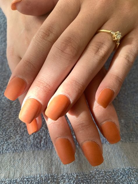 Matte Orange Nails Short, Burnt Orange Matte Nails, Fall Nails Rusty Orange, Dark Orange Matte Nails, Matte Orange Nail Fall, Fall Gel Nails, Fun Places To Go, Orange Nails, Matte Nails