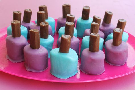 Nail Polish Bites- I made these for my daughters birthday party and they turned out so cute! Shopkins Birthday Party Ideas, Shopkins Bday, Shopkins Birthday Party, Barbie Party Decorations, Barbie Theme Party, Shopkins Party, Shopkins Birthday, Spa Birthday Parties, Spa Birthday