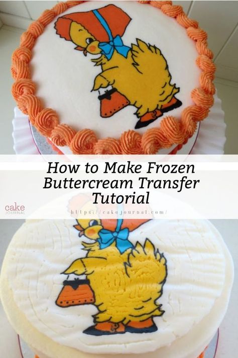 Buttercream Cake Transfer, Icing Transfers Buttercream, Butter Cream Transfer, Buttercream Transfer Cake, Frozen Buttercream Cake, Buttercream Transfer Tutorial, Frozen Buttercream Transfer, Lps Cakes, Buttercream Transfer