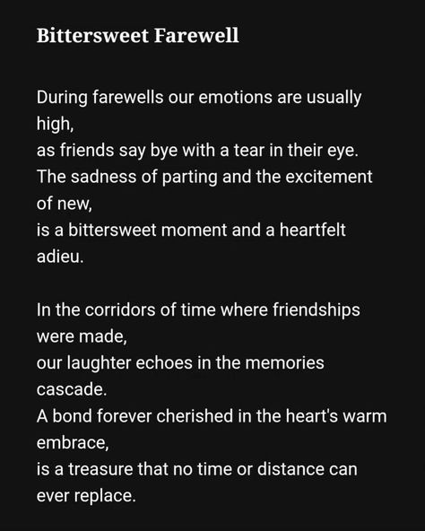 bittersweet farewell #poetryharbour #bittersweetfarewell #poet #poems #poetry #lovepoems #lovepoetry #poetrylovers #newpoet #newpoetry #poemsofinstagram #poetsofinstagrams #poetrycommunity #writer #writersofinstagram Bittersweet Poetry, Farewell Poetry, Farewell Poems, Farewell Quotes, Say Bye, Poetry, In This Moment, Feelings, Quotes