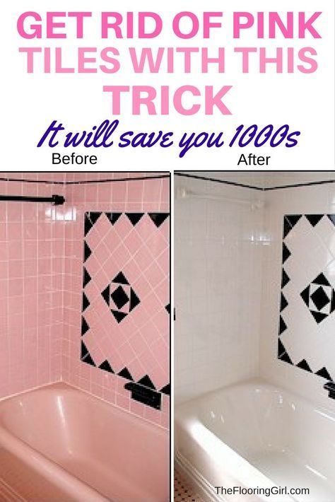 Tile reglazing - getting rid of pink (or yellow or blue) tile and making it white. It will save you tons of money vs replacing the tile. Reglazed Bathroom Tile, Tile Reglazing, Farmhouse Pink, Bathrooms Inspiration, Room Yellow, Yellow Bathroom, Yellow Tile, Retro Renovation, Pink Tiles