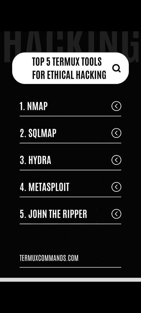 Termux tools for ethical hacking Termux Hacking Commands, Termux Commands, Hacking Tools, Ethical Hacking, Web Story, Internet, Tools, Quick Saves