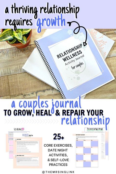 This printable journal contains over 50 pages of activities, strategies and exercises for creating and sustaining a healthy relationship - including individual exercises, because, you know, love is a two-way street where each partner is responsible for their individual side of the road. It's 'inclusive', so it contains the core bases such as communication (being HEARD), intimacy (CONNECTION), (re)building trust (FORGIVENESS) and SELF-LOVE (because healthy #relationships BENEFIT from it, ya'll) Couples Activity, Marriage Communication, Activity Journal, Married Life Quotes, Couples Communication, Couple Advice, Communication In Marriage, Communication Tips, Marriage Therapy