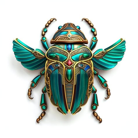 Art Nouveau Beetle, Scarab Beetle Art, Beetle Scarab, Unique Hand Tattoos, Egyptian Artwork, Egyptian Beetle, Beetle Art, Design Art Nouveau, Dragon Artwork Fantasy