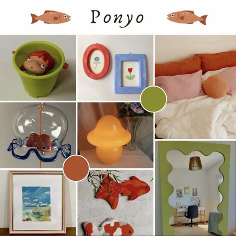 Ponyo Decor, Witchy Hygge, Ponyo Room, Hygge Apartment, Ghibli Room, Ghibli Core, Ghibli Artwork, Small Room Design, Dream Room Inspiration