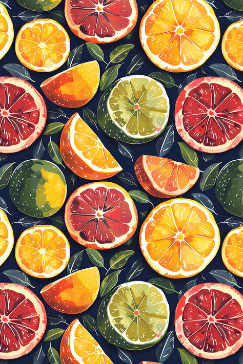 My mouth is watering. Get this pattern on your  favorite product on Redbubble! . . . . . . . green fruit, hawaiian pattern, exotic fruit, tropical, tropical pattern, citrus, limes, orange slice, lime juice, all over print, green lemon, grapefruit, patterncabinet, pattern cabinet, redbubble products Citrus Art Print, Citric Fruits, Citrus Pattern, Citrus Slices, Fragrance Finder, Green Lemon, Pottery Inspo, Hawaiian Pattern, Orange Slice