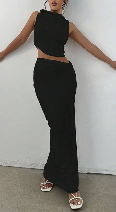 Bodycon Maxi Skirt, Maxi Skirt Set, Sleeveless Tank Top, Sleeveless Tank, Cropped Tank Top, Crop Tank, Mock Neck, Skirt Set, Maxi Skirt