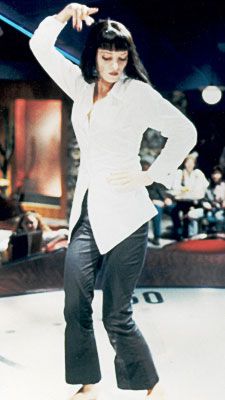 Next year's costume perhaps?? Uma Thurman in Pulp Fiction Disfraz Mia Wallace, Pulp Fiction Costume, Mia Wallace Costume, House Party Movie, Uma Thurman Pulp Fiction, Woman Movie, Uma Thurman, Movies Outfit, Halloween Inspo