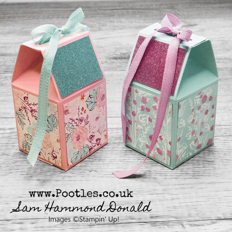 Beautiful Flat Topped Milk Carton Style Gift Box – #1 Stampin’ Up! UK Demonstrator Pootles Milk Cartons, Handbag Tutorial, Handmade Birdhouses, Creative Tutorials, Treat Holders, Envelope Punch Board, Fun Folds, Milk Carton, Paper Craft Supplies