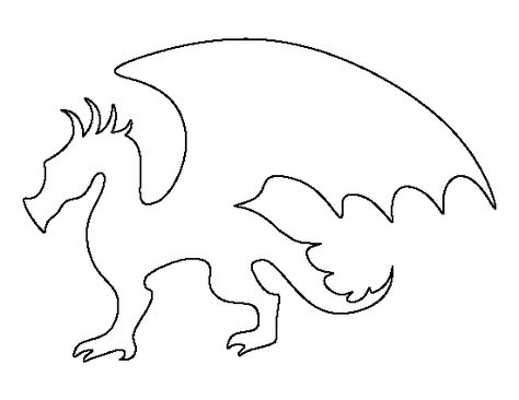 Dragon pattern. Use the printable outline for crafts, creating stencils, scrapbooking, and more. Free PDF template to download and print at http://patternuniverse.com/download/dragon-pattern/ Dragon Template, Drawing Dragons, Printable Outline, Dragon Project, Dragon Quilt, Dragon Silhouette, Mosaic Inspiration, Dragon Crafts, Dragon Birthday