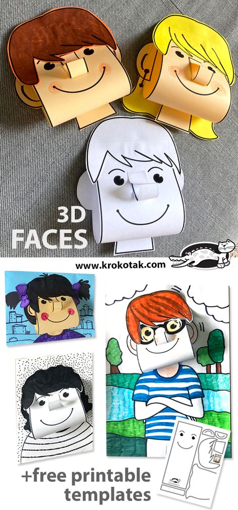 krokotak | collection of faces Face Activities For Kids, Early Education Activities, Portraits For Kids, Paper Cut Outs, Face Collage, Face Template, Fish Crafts, Art Lessons Elementary, Toddler Learning Activities