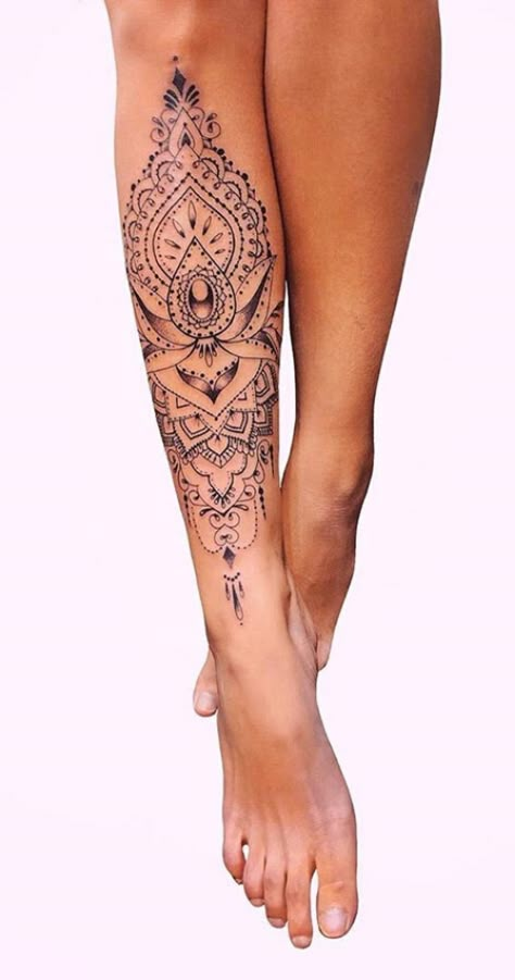 Tattoo Bein Frau, Tato Mandala, Best Leg Tattoos, Lower Leg Tattoos, Shin Tattoo, Full Leg Tattoos, Female Tattoos, Stylish Tattoo, Best Tattoos For Women