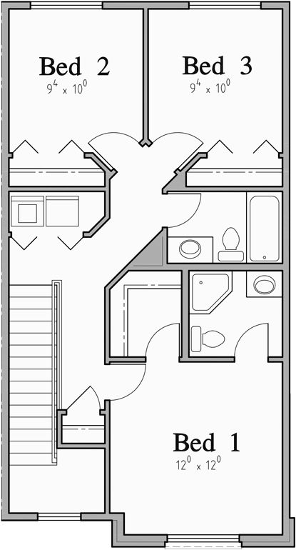 Duplex 3 Bedroom Plans, 3 Bedroom Plan, Property Layout, Duplex Plans, Duplex Design, Small Modern Home, Small House Floor Plans, Duplex House Plans, Architectural Design House Plans