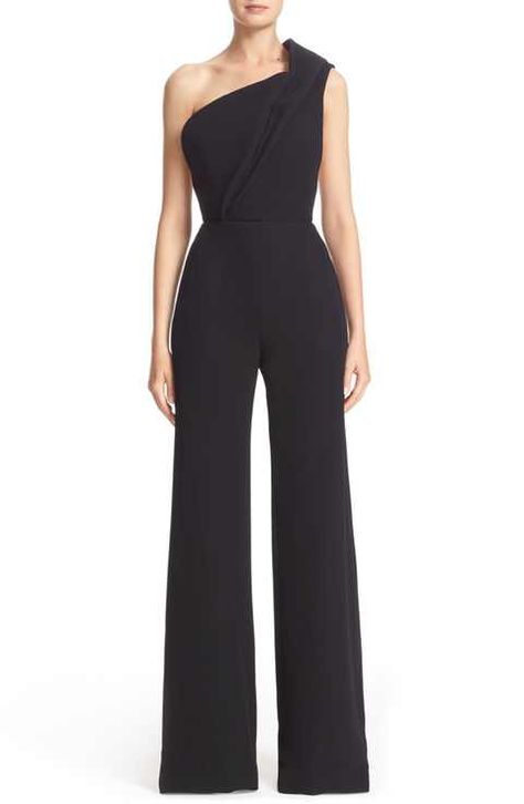 Brandon Maxwell One-Shoulder Wide Leg Jumpsuit Wide Leg Jumpsuit Formal, Fancy Jumpsuit, Rompers For Women, Classy Prom Dresses, One Shoulder Jumpsuit, Brandon Maxwell, Jumpsuit Chic, Jumpsuit Elegant, Column Gown