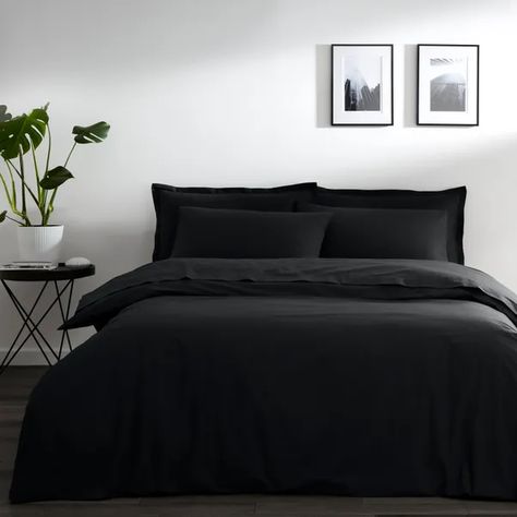 Black Bed Sheets, Black Bed Set, Black Duvet, Contemporary Duvet Covers, Black Duvet Cover, Black Pure, Reversible Duvet Covers, Black Bedding, Cotton Duvet Cover