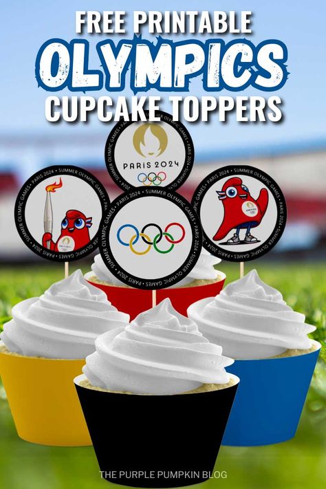 Celebrate the Olympic spirit with Free Printable Olympics Cupcake Toppers. Perfect for any Paris 2024 themed party, these toppers add a festive touch to your cupcakes, showing the true colors of the Olympic rings. Make your Olympic party unforgettable with these easy-to-make decorations. Visit The Purple Pumpkin Blog for the free printable. Paris Olympics 2024 Party, Olympic Cupcakes, Olympic Theme Party, Olympic Games For Kids, Olympics Party, Olympic Flag, Cupcake Toppers Free, Olympic Theme, Lab Week