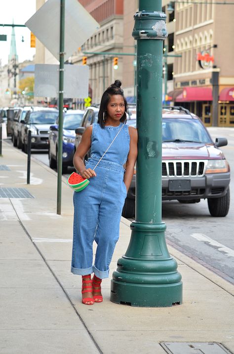 Spring, Summer, Fall Outfit Idea, Denim Jumpsuit, Denim,Sweenee Style Denim Jumpsuit Outfit Fall, Trendy Button-up Denim Jumpsuit For Fall, Trendy Spring Streetwear Denim Jumpsuit, Trendy Non-stretch Denim Jumpsuit, Trendy Spring Button-up Denim Jumpsuit, Chic Spring Denim Jumpsuit With Button-up, Jumpsuit Outfit Fall, Summer Fall Outfit, Denim Jumpsuit Outfit