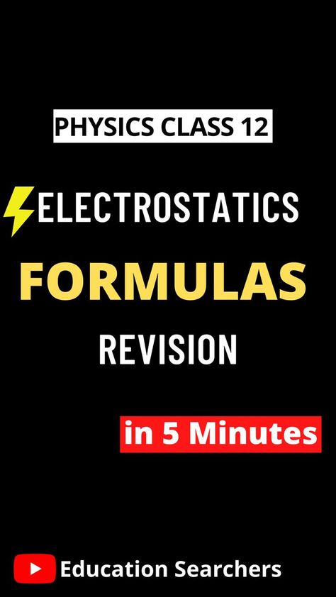 ELECTROSTATIC FORMULA SHEET, ELECTROSTATIC FORMULAS REVISION, Physics Class 12, Education Searchers #Formulas #Electrostatic #Physics #Class12 #EducationSearchers Electrostatics All Formulas, Class 12 Physics Formulas, Electrostatics All Formulas Class 12, Class 10 Physics Formula Sheet, Class 12 Physics All Formula, Class 11 Physics Notes Friction, Amazon Logo, Tech Companies, Physics