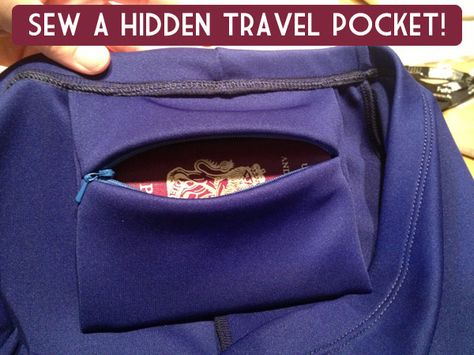 Genius tutorial.  Can add snaps to travel clothes and the pocket to make it interchangeable/removable. Ways To Hide Money, Pocket Tutorial, Sewing Pockets, Travel Skirt, Hide Money, How To Make Skirt, Money Belt, Travel Clothes Women, Clothes Sewing