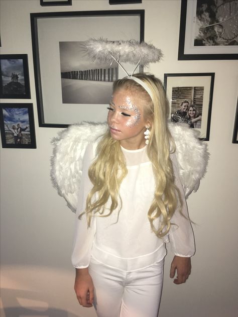 Angel Hair And Makeup Halloween, Engel Halloween Costumes, Angel Make Up, Diy Angel Costume, Angel Costume Makeup, Angel Costume Women, Girls Angel Costume, Angel Costume Diy, Diy Girls Costumes