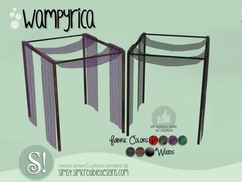 Sims 4 Bed Curtain Cc, Sims 4 Bed Canopy Cc, Sims 4 Canopy, Sims 4 Bed Frames Cc, Diy Cabana, Coffin Bed, Ria Core, Sims 4 Cc Goth, Four Post Bed