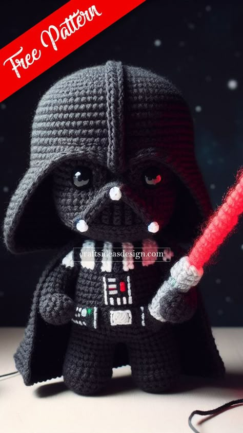 Darth Vader Amigurumi - Free pattern Darth Vader Knitting Pattern, Crochet Darth Vader Hat Pattern Free, Crochet Darth Vader Hat, Darth Vader Crochet Pattern, Crochet Darth Vader Amigurumi, Starwars Crochet Free Pattern, Darth Vader Crochet Pattern Free, Crochet Star Wars Free Pattern, Crochet Storm Trooper