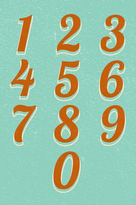 Retro Numbers Font, Drawing Numbers Design Art, Retro Number Font, Pretty Numbers Font, Numbers Aesthetic Font, 2023 Lettering Design Numbers, Number Styles Fonts, Fun Number Fonts, Aesthetic Numbers Fonts