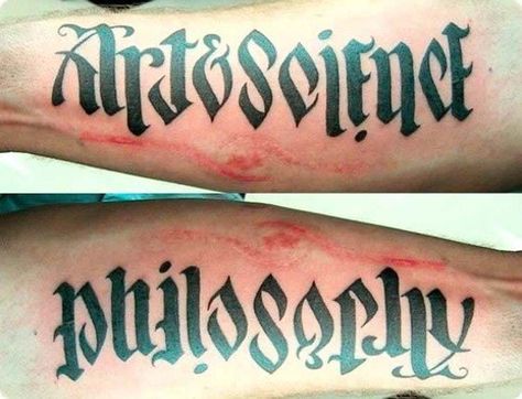 Philosophy Tattoo, Philosophy Tattoos, Scientific Tattoo, Science Tattoo, Ambigram Tattoo, Inspiration Typographie, Optical Illusion Tattoo, Clever Tattoos, Tattoo Zeichnungen