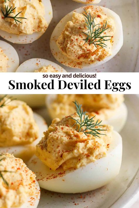 Smoked Deviled Eggs - Our delicious Smoked Deviled Eggs recipe adds some smokey flavor to that classic deviled eggs recipe that we all know and love! #smokeddeviledeggs #smokeddeviledeggsinsmoker #smokeddeviledeggstraeger #smokeddeviledeggsrecipe #smokeddeviledeggsrecipebest Best Deviled Eggs Recipe Pioneer Woman, Deviled Eggs Dill, Truffle Deviled Eggs, Lobster Deviled Eggs, Doubled Eggs, Devils Eggs, Smoked Deviled Eggs Traeger, Deviled Eggs Horseradish, Classic Deviled Eggs Recipe