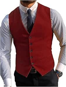 Dress Vest for Men,Green/Yellow/Purple/Burgundy/Dark Grey Tweed Winter Warm Business Casual Waistcoat,for Suit/Tuxedo (Color : Burgundy, Size : X-Large) Tuxedo Colors, Purple Vest, Double Breasted Vest, Suit Tuxedo, Vest For Men, Dress Vest, Purple Burgundy, Grey Tweed, Vest Outfits