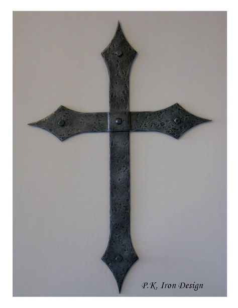 Forged Cross, Metal Crosses, Medieval Cross, Cross Gothic, English Wheel, Blacksmith Projects, Steel Stamp, Cross Wall Decor, Iron Cross