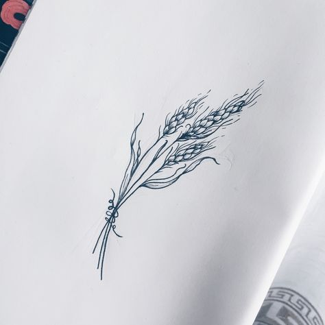 Wheat Sheaf Tattoo Simple, Lilac And Wheat Tattoo, Wheat Ankle Tattoo, Wheat Stock Tattoo, Wheat Stalk Tattoo, Sunflower And Wheat Tattoo, Wheat Tattoos For Women, Barley Tattoo, Heritage Tattoo