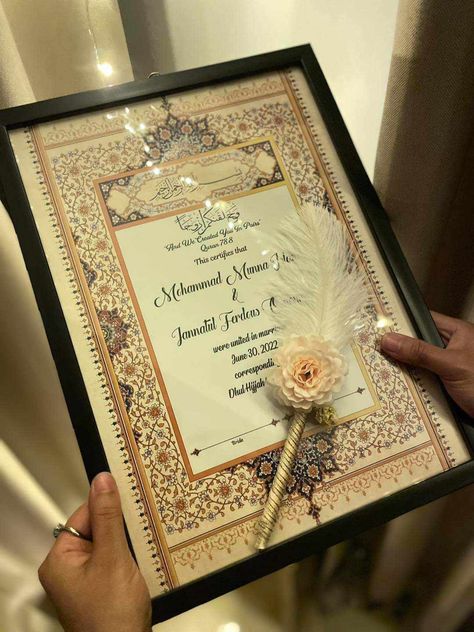 Nikha Nama Frame, Nikah Certificate, Nikkah Nama, Easy Birthday Cards Diy, Personalized Wedding Frames, Nikah Decor, Wedding Planning Help, Islamic Vector, Nikah Ceremony