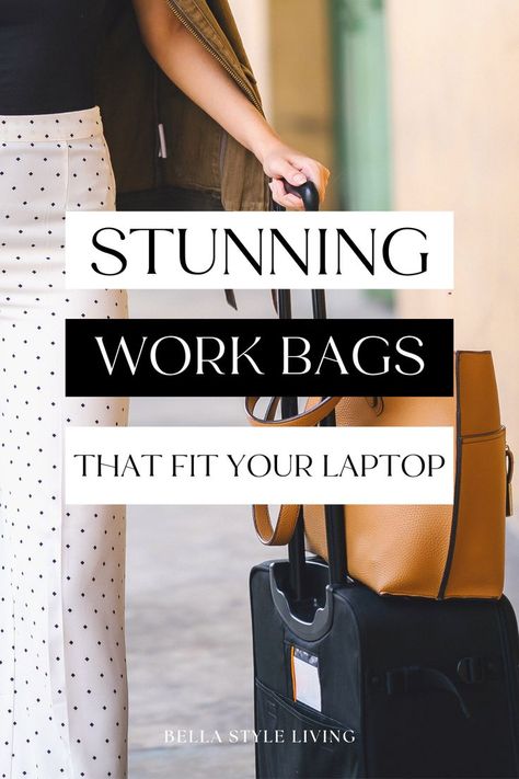 work bags laptop Leather Handbags Women Office, Laptop Carry On Bag, Calpak Laptop Bag, Pretty Laptop Bag, Stylish Laptop Bag Work, Work Bag Outfits Women, Business Casual Bags Women, Best Work Bags For Women Handbags, Large Laptop Bags For Women