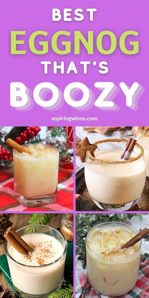 The Best Eggnog Recipes | Boozy Eggnog | How to Spike Store-Bought Eggnog | What to Mix With Eggnog | The Best Booze for Eggnog | How to Make Alcoholic Eggnog | Christmas Cocktail Recipes | #Christmas #cocktail #eggnog #holidays #recipes Eggnog Liquor Recipe, Best Spiked Eggnog Recipe, Alcohol Eggnog Drinks, What Alcohol Goes In Eggnog, Eggnog Recipe Homemade Alcoholic, Christmas Eggnog Cocktails, Holiday Eggnog Cocktails, Boozy Eggnog Recipe, Eggnog Drinks Alcohol