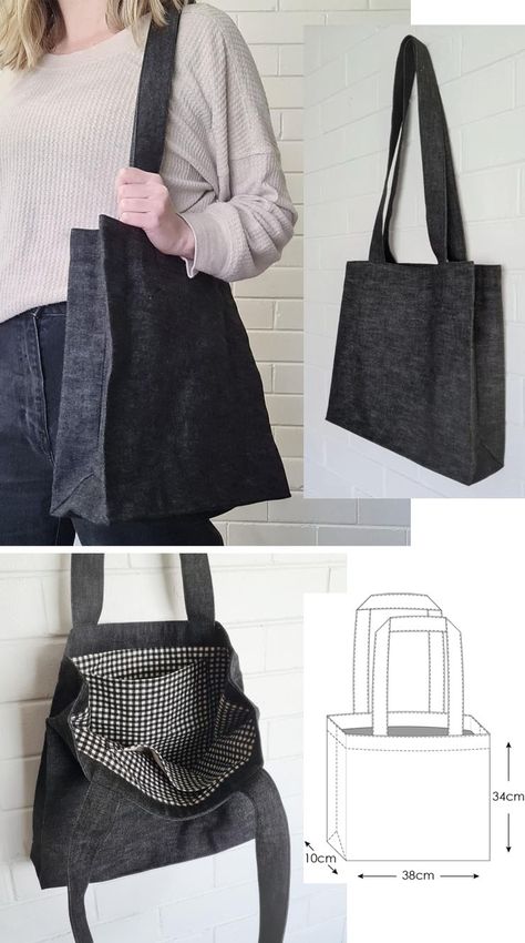 Tote Bag Sewing Patterns, Sew Tote Bag Pattern, Bag Sewing Patterns, Structured Tote Bag, Tote Bag Sewing, Sac Tote Bag, Tote Bag Pattern Free, Tote Bag With Pockets, Sac Diy