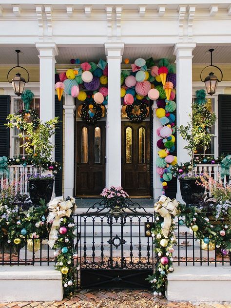 Christmas In New Orleans, Rainbow Trees, Christmas Light Installation, Honeycomb Shape, Rainbow Tree, Outdoor Sconces, Christmas Porch, Holiday Ready, Like Instagram