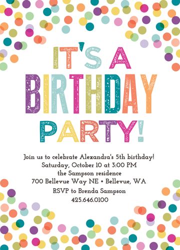 Polka Dot Party Theme, Bday Party Invitations, Confetti Invitation, Confetti Birthday Party, Boys First Birthday Party Ideas, Colorful Birthday Party, Colorful Confetti, Colorful Invitations, Bday Party Theme