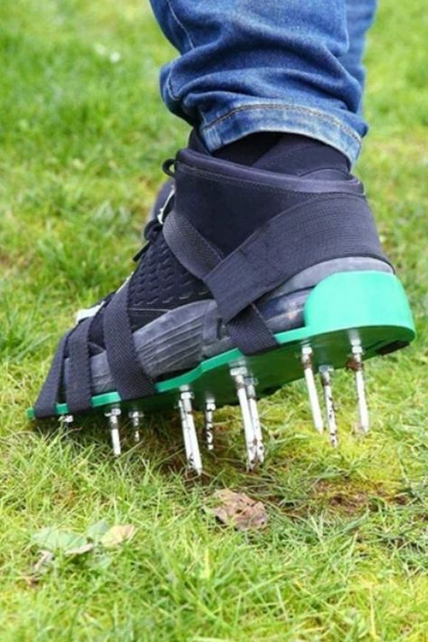 You've heard of lawn aerator shoes, this guide explains how they work and if they are really good for aerating your lawn Lawn Aerators, Garden Cultivator, Small Vegetable Gardens, Aerate Lawn, Diy Lawn, Lawn Tools, Van Horn, Spike Shoes, Grasses Garden