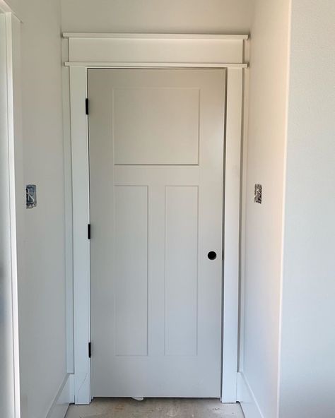 Doors: sherwin Williams agreeable gray at 50% . Walls: Sherwin Williams pure white in eggshell finish (all shiplap semi-gloss oil based finish) . Trim: Sherwin Williams pure white in satin finish@the_hen_homestead • Instagram photos and videos Grey Doors White Trim, Homestead Instagram, Barndo Interior, Alpaca Sherwin Williams, Sherwin Williams Pure White, Sherwin Williams Agreeable Gray, Interior Door Color, Gray Interior Doors, Interior Door Colors