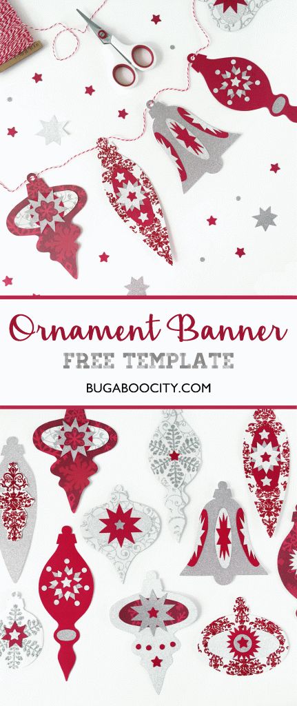 DIY Holiday Ornament Banner with Free Template Merry Christmas Banner Printable, Christmas Banner Printable, Diy Bunting Banner, Christmas Banner Diy, Printable Christmas Ornaments, Christmas Paper Craft, Christmas Ornament Template, Diy Christmas Decorations For Home, Ornament Template