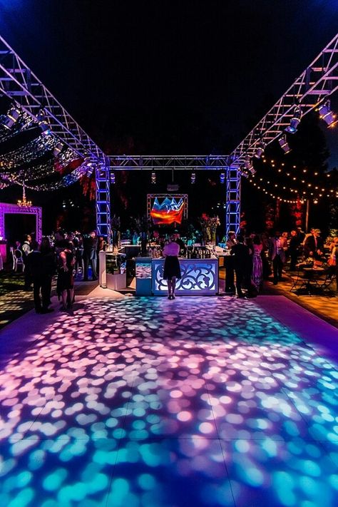 Wedding After Party Dance Floor, Wedding After Party Rave, Neon After Party, Dance Floor Aesthetic Night Party, Neon Tape Dance Floor, Rave Wedding, Event Lighting Design, Dance Studio Design, Ibiza Party