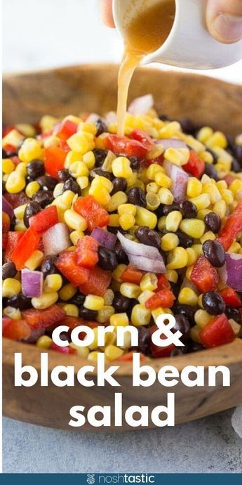 Bean Salad Recipes Easy, Corn Salad Recipe Easy, Corn And Black Bean Salad, Corn And Bean Salad, Corn And Black Bean, Black Bean Salad Recipe, Black Bean And Corn, Corn Salad Recipes, Black Bean Salad