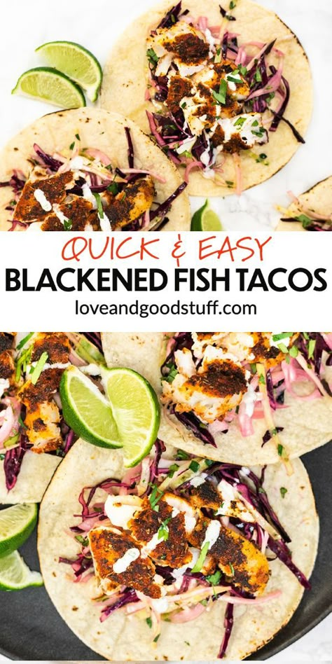 Blackened Tilapia Fish Tacos, Blacken Fish Tacos Recipe, Seasoning For Fish Tacos, Blacked Fish Tacos, Blackened Tilapia Tacos, Halibut Tacos With Cabbage Slaw, Blackened Mahi Tacos, Blackened Halibut Tacos, Basa Fish Tacos