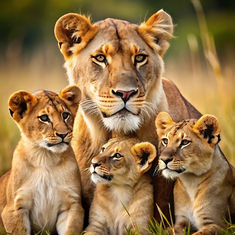 Lioness And Cubs#pikbest##Photo Lion With Cubs, Fierce Lioness, Lioness And Cubs, Digital Decorations, Cheetah Cubs, Photography Movies, Standing Rock, Cute Lion, Lion Cub