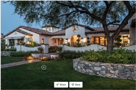 Spanish Farmhouse, Mediterranean Patio, Santa Barbara Style, Mediterranean Exterior, Modern Front Yard, Farmhouse Architecture, French Farmhouse Style, Mediterranean Style Homes, Spanish Style Home